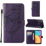 For Alcatel 1L 2021 Embossed Butterfly Leather Phone Case(Dark Purple)