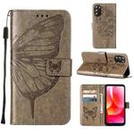 For Motorola Moto G 5G 2022 Embossed Butterfly Leather Phone Case(Grey)