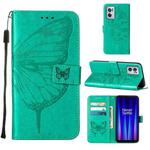 For OnePlus Nord CE 2 5G Embossed Butterfly Leather Phone Case(Green)