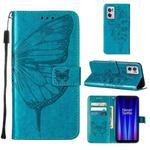 For OnePlus Nord CE 2 5G Embossed Butterfly Leather Phone Case(Blue)