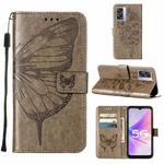 For OPPO A57 5G 2022 Embossed Butterfly Leather Phone Case(Grey)