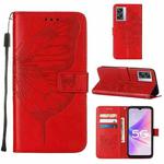 For OPPO A57 5G 2022 Embossed Butterfly Leather Phone Case(Red)