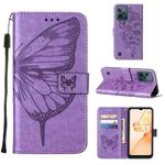 For OPPO Realme C31 4G Embossed Butterfly Leather Phone Case(Purple)