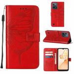 For OPPO Realme C31 4G Embossed Butterfly Leather Phone Case(Red)