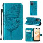For OPPO Realme C31 4G Embossed Butterfly Leather Phone Case(Blue)