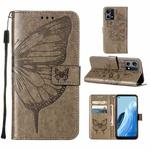 For OPPO Reno7 4G/F21 Pro Embossed Butterfly Leather Phone Case(Grey)