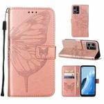 For OPPO Reno7 4G/F21 Pro Embossed Butterfly Leather Phone Case(Rose Gold)