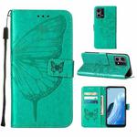 For OPPO Reno7 4G/F21 Pro Embossed Butterfly Leather Phone Case(Green)