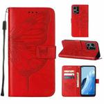 For OPPO Reno7 4G/F21 Pro Embossed Butterfly Leather Phone Case(Red)