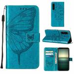 For Sony Xperia 1 IV Embossed Butterfly Leather Phone Case(Blue)