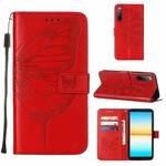 For Sony Xperia 10 IV Embossed Butterfly Leather Phone Case(Red)
