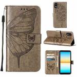 For Sony Xperia ACE III Embossed Butterfly Leather Phone Case(Grey)