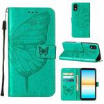 For Sony Xperia ACE III Embossed Butterfly Leather Phone Case(Green)