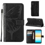 For Sony Xperia ACE III Embossed Butterfly Leather Phone Case(Black)