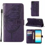 For Sony Xperia ACE III Embossed Butterfly Leather Phone Case(Dark Purple)