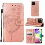 For Xiaomi Redmi 10A Embossed Butterfly Leather Phone Case(Rose Gold)