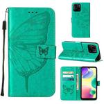 For Xiaomi Redmi 10A Embossed Butterfly Leather Phone Case(Green)