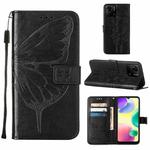 For Xiaomi Redmi 10A Embossed Butterfly Leather Phone Case(Black)