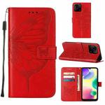 For Xiaomi Redmi 10A Embossed Butterfly Leather Phone Case(Red)