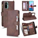 For Xiaomi Redmi Note 10 4G / Note 10S Litchi Texture Zipper Leather Phone Case(Brown)