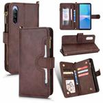 For Sony Xperia 10 III Litchi Texture Zipper Leather Phone Case(Brown)