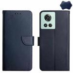 For OnePlus 10R Genuine Leather Fingerprint-proof Horizontal Flip Phone Case(Blue)