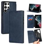 For Samsung Galaxy S22 Ultra 5G Knight Magnetic Suction Leather Phone Case(Blue)