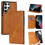 For Samsung Galaxy S22 Ultra 5G Knight Magnetic Suction Leather Phone Case(Khaki)