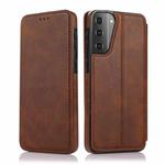 For Samsung Galaxy S21 5G Knight Magnetic Suction Leather Phone Case(Brown)