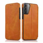 For Samsung Galaxy S21 5G Knight Magnetic Suction Leather Phone Case(Khaki)