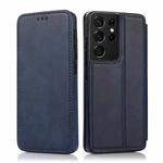 For Samsung Galaxy S21 Ultra 5G Knight Magnetic Suction Leather Phone Case(Blue)