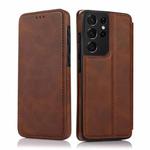 For Samsung Galaxy S21 Ultra 5G Knight Magnetic Suction Leather Phone Case(Brown)