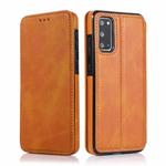 For Samsung Galaxy S20 Knight Magnetic Suction Leather Phone Case(Khaki)