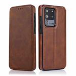 For Samsung Galaxy S20 Ultra Knight Magnetic Suction Leather Phone Case(Brown)