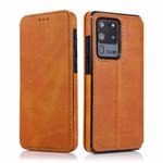 For Samsung Galaxy S20 Ultra Knight Magnetic Suction Leather Phone Case(Khaki)