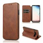 For Samsung Galaxy S10+ Knight Magnetic Suction Leather Phone Case(Brown)