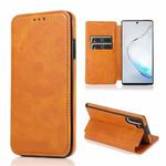 For Samsung Galaxy Note10 Knight Magnetic Suction Leather Phone Case(Khaki)