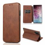 For Samsung Galaxy Note10+ Knight Magnetic Suction Leather Phone Case(Brown)