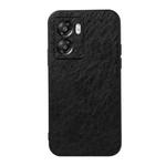 For OPPO A57 5G Accurate Hole Crazy Horse Texture PU Phone Case(Black)