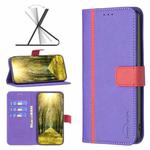 For Motorola Moto G22 BF13 Color Matching Cross Texture Leather Phone Case(Purple)