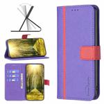 For vivo Y11 / Y15 / Y12 / Y17 BF13 Color Matching Cross Texture Leather Phone Case(Purple)