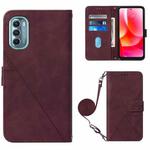 For Motorola Moto G 5G 2022 Crossbody 3D Embossed Flip Leather Phone Case(Wine Red)