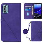 For Motorola Moto G 5G 2022 Crossbody 3D Embossed Flip Leather Phone Case(Purple)