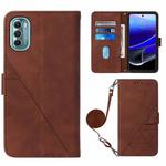 For Motorola Moto G 5G 2022 Crossbody 3D Embossed Flip Leather Phone Case(Brown)