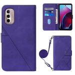 For Motorola Moto G Stylus 4G 2022 Crossbody 3D Embossed Flip Leather Phone Case(Purple)