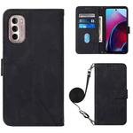 For Motorola Moto G Stylus 4G 2022 Crossbody 3D Embossed Flip Leather Phone Case(Black)