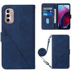 For Motorola Moto G Stylus 4G 2022 Crossbody 3D Embossed Flip Leather Phone Case(Blue)