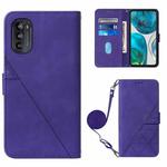 For Motorola Moto G52 Crossbody 3D Embossed Flip Leather Phone Case(Purple)