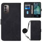 For Nokia G21/G11 Crossbody 3D Embossed Flip Leather Phone Case(Black)