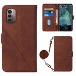 For Nokia G21/G11 Crossbody 3D Embossed Flip Leather Phone Case(Brown)